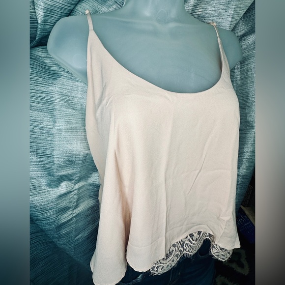 ShineStar Pink Spaghetti Strap Crop Top Shirt Lace Underlay Cami ~ X-Large - Picture 2 of 10